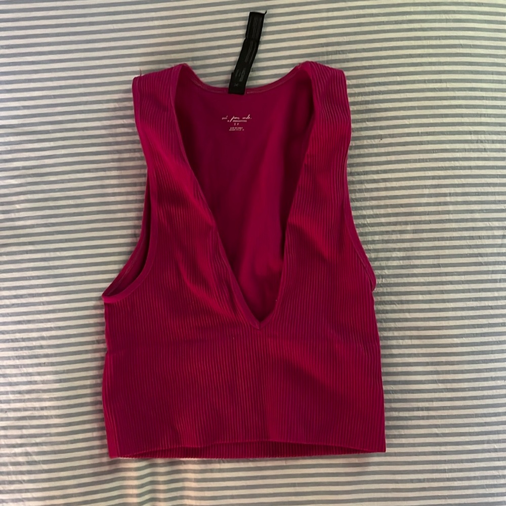Out from under hot pink low v cut crop top